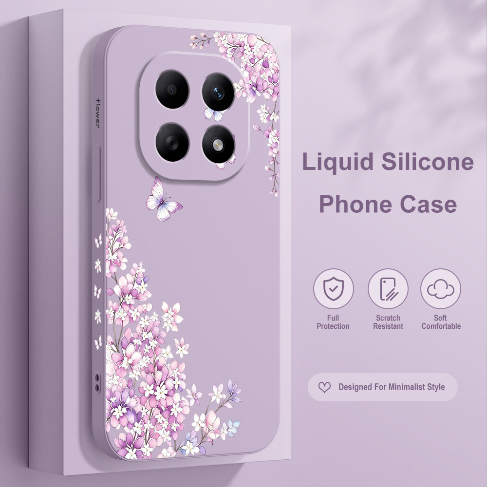 Xiaomi Redmi Note 14 - เคสโทรศัพท์ลายดอกไม้สีม่วงสำหรับ Xiaomi Redmi Note 15 14